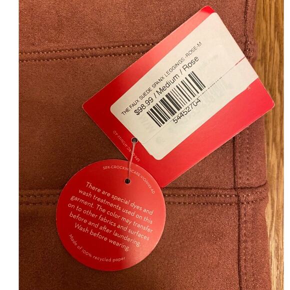 NEW SPANX Tummy Control Rose Faux Suede Leggings High Waist Womens Medium - Picture 5 of 5